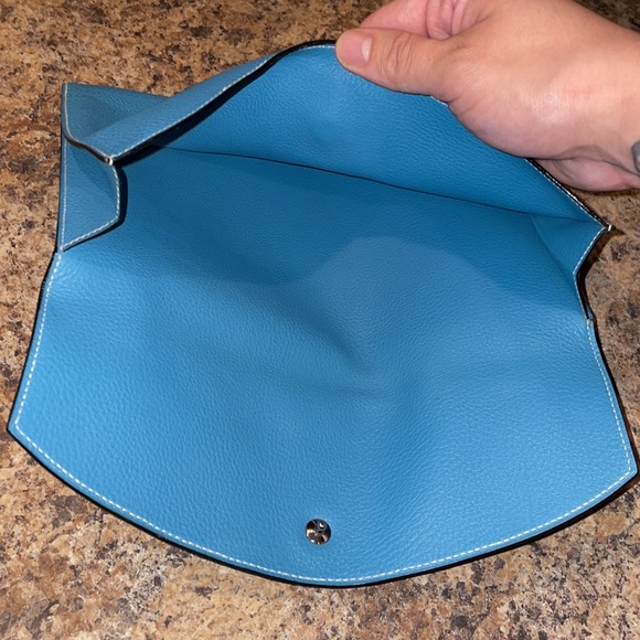 RARE Hermes Pochette Rio Togo Leather in Blue Jean C◼️ - Picture 7 of 8